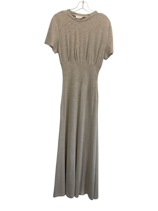 SABO Size 2 Taupe Polyester Short Sleeve Knit Gathered Maxi Dress Taupe / 2
