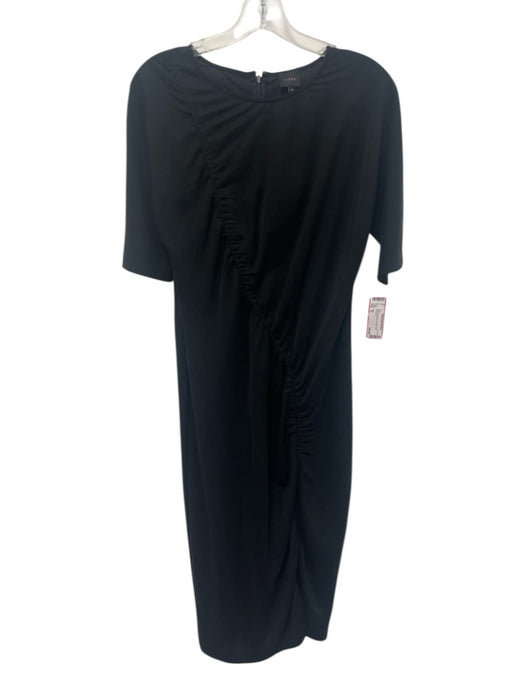 Nique Size 10 Black Short Sleeve Ruched Midi Dress Black / 10