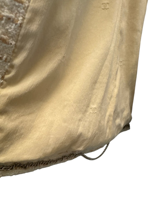 Chanel Size 40 / M white & tan Cotton & Wool Blend Tweed Silver Buttons Jacket white & tan / 40 / M