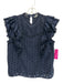 Veronica Beard Size 6 Navy Cotton Ruffle Cap Sleeve Cut Outs Top Navy / 6