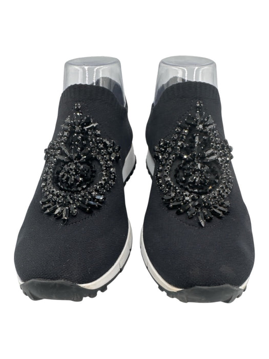 Jimmy Choo Shoe Size est 6 Black textile upper Rhinestone Embellished Sneakers Black / est 6