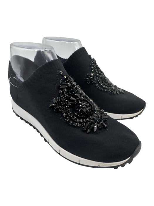 Jimmy Choo Shoe Size est 6 Black textile upper Rhinestone Embellished Sneakers Black / est 6