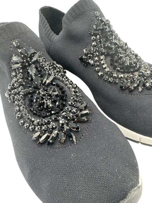 Jimmy Choo Shoe Size est 6 Black textile upper Rhinestone Embellished Sneakers Black / est 6