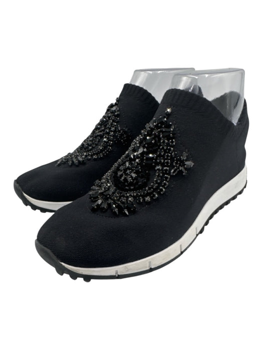 Jimmy Choo Shoe Size est 6 Black textile upper Rhinestone Embellished Sneakers Black / est 6