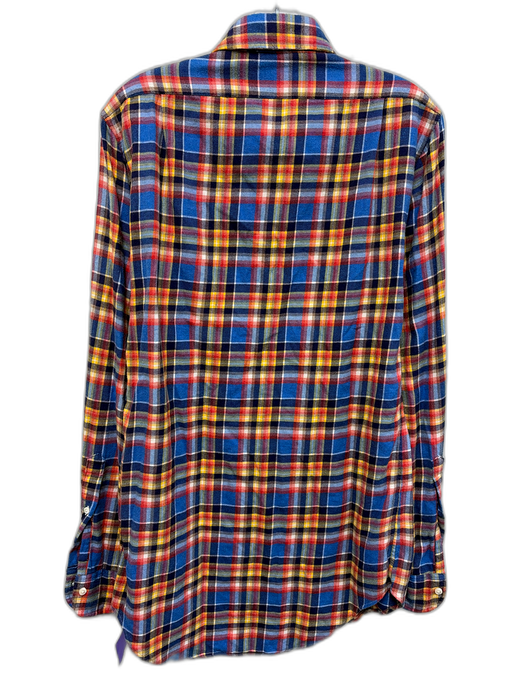 Sid Mashburn Size S Blue & Red Wool Blend Plaid Button Up Long Sleeve Shirt Blue & Red / S