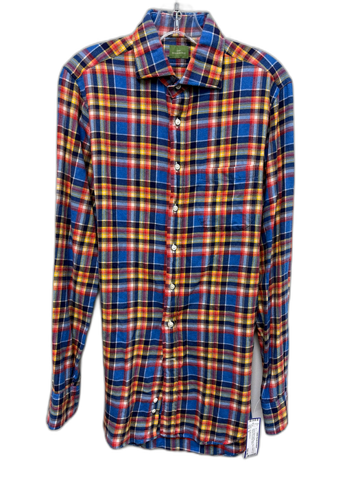 Sid Mashburn Size S Blue & Red Wool Blend Plaid Button Up Long Sleeve Shirt Blue & Red / S