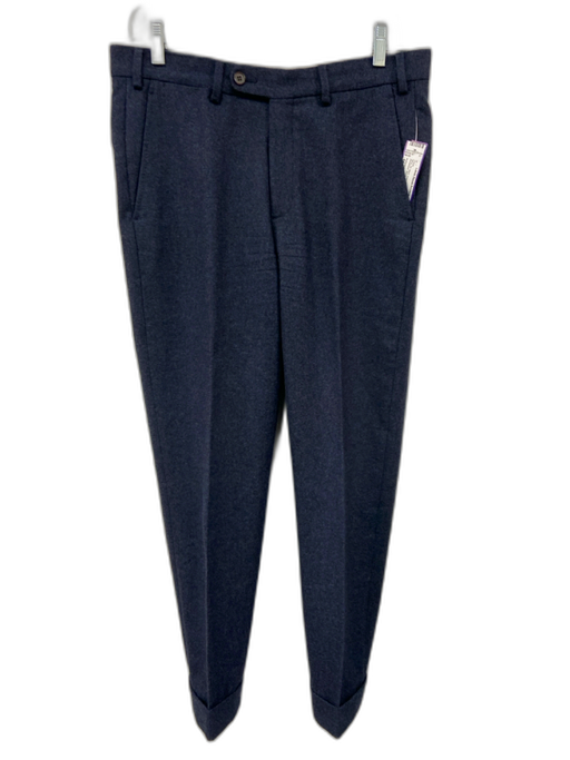 Suitsupply Size 44 Blue Wool Solid Dress Cuffed Men's Pants Blue / 44