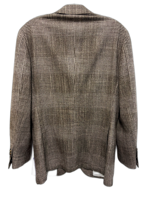 Suitsupply Brown Wool Blend Plaid Patch Pocket 2 Button Men's Blazer Brown / 46