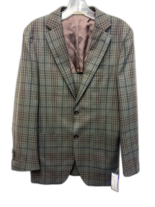 Suitsupply Green & Brown Wool Plaid notched 2 Button Men's Blazer Green & Brown / 46