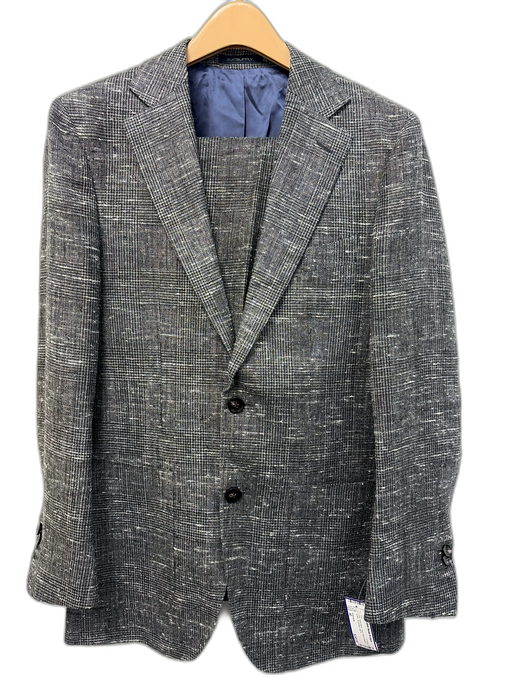 Suitsupply Gray Wool Blend Plaid Patch Pocket 2 Button Men's Suit Gray / 46