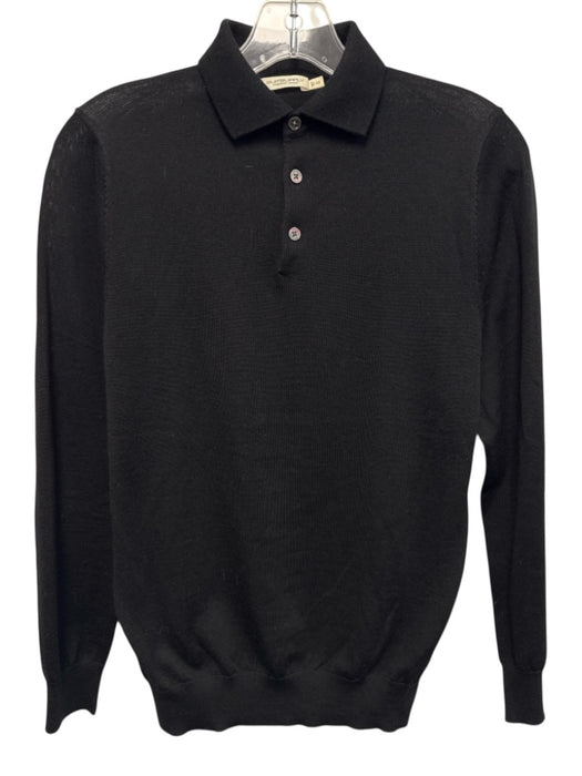 Suitsupply Size XS Black Merino Wool Solid Polo Men's Long Sleeve Shirt Black / XS