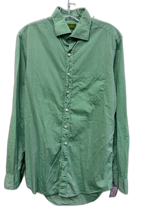 Sid Mashburn Size S Green Cotton Solid Button Up front pocket Long Sleeve Shirt Green / S
