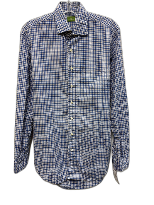 Sid Mashburn Size S Blue & White Cotton Plaid Button up Men's Long Sleeve Shirt Blue & White / S