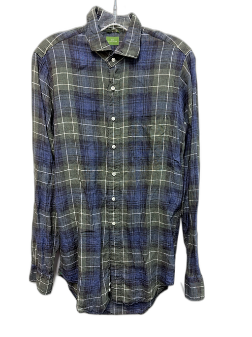 Sid Mashburn Size S Green & Blue Linen Plaid Men's Long Sleeve Shirt Green & Blue / S