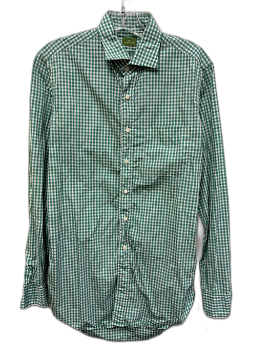 Sid Mashburn Size S Green & White Cotton Gingham Button up Long Sleeve Shirt Green & White / S