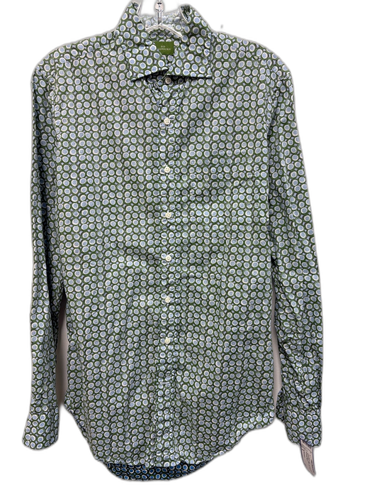 Sid Mashburn Size S Blue & Green Cotton Dots Button Up Men's Long Sleeve Shirt Blue & Green / S