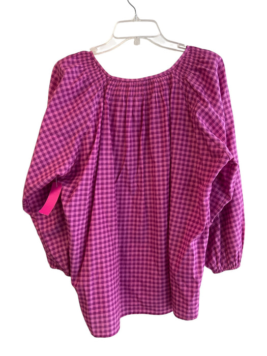 Tucker Size XL Pink Silk & Cotton Long Sleeve Plaid Scoop Neck Button up Top Pink / XL