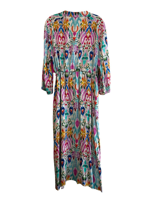 Bariloche Size 46 Multi Viscose Long Sleeve Abstract Print Tie Waist Dress Multi / 46
