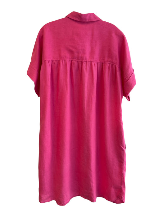 Baird McNutt Size XL Pink Linen Short Sleeve solid color Side Pocket Dress Pink / XL