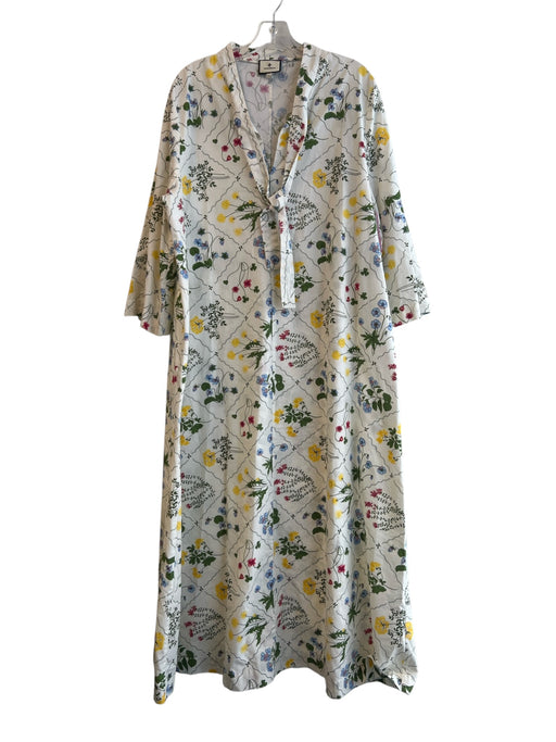 Tuckernuck Size XXL Multi Cotton Long Sleeve Floral Print V Neck Neck Tie Dress Multi / XXL