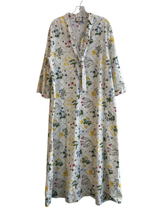 Tuckernuck Size XXL Multi Cotton Long Sleeve Floral Print V Neck Neck Tie Dress Multi / XXL