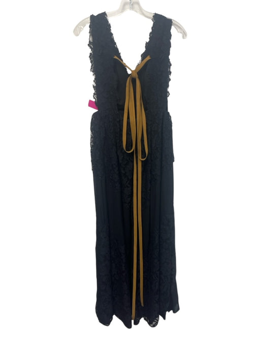 Free People Size 0 Black & Brown No Fabric Tag Floral Lace V Neck Gown Black & Brown / 0