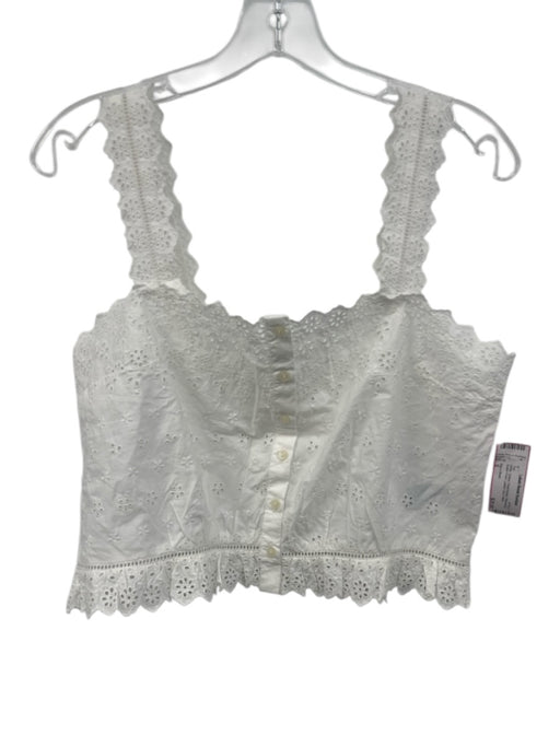 Gap x Doen Size S White Cotton Floral Eyelet Sleeveless Button Front Top White / S