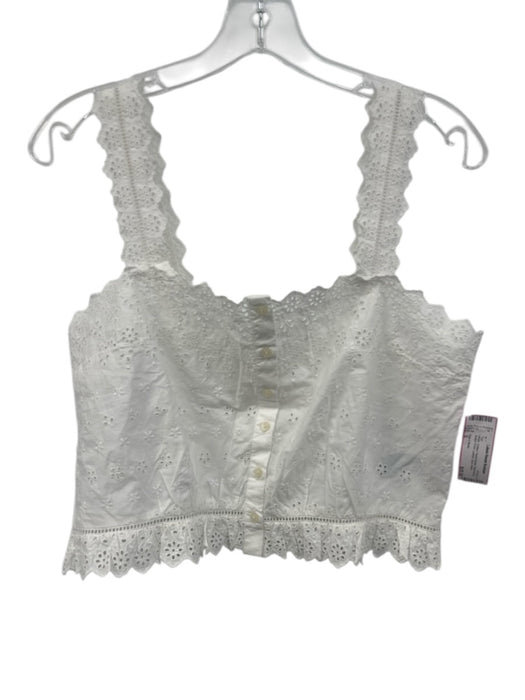 Gap x Doen Size S White Cotton Floral Eyelet Sleeveless Button Front Top White / S