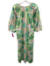 Hyacinth House Size XS Cream Beige & Green Cotton Floral U Neck Dress Cream Beige & Green / XS
