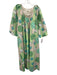 Hyacinth House Size XS Cream Beige & Green Cotton Floral U Neck Dress Cream Beige & Green / XS
