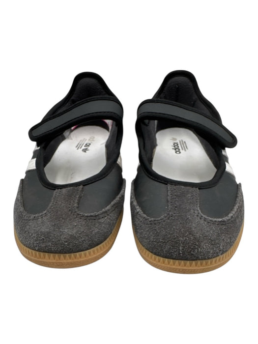 Adidas Shoe Size 5.5 Black, White, Brown Leather Gum sole Stripe Sneakers Black, White, Brown / 5.5