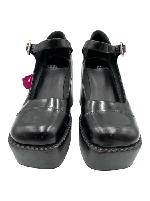 Jeffrey Campbell Shoe Size 6.5 Black Leather Upper Mary Jane Square Toe Pumps Black / 6.5