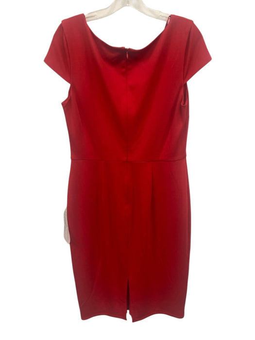 Dress the Population Size L Red Rayon Blend V Neck Cap Sleeve Sheath Dress Red / L