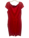 Dress the Population Size L Red Rayon Blend V Neck Cap Sleeve Sheath Dress Red / L
