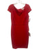 Dress the Population Size L Red Rayon Blend V Neck Cap Sleeve Sheath Dress Red / L