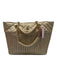 Lilly Pulitzer Gold Leather Quilted Woven Metallic Tote Bag Gold