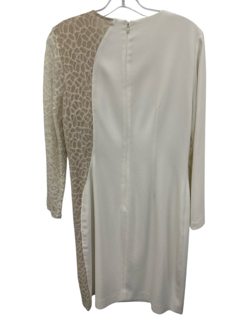 Elie Tahari Size 10 White, Gold, Beige Triacetate Blend Long Sleeve Dress White, Gold, Beige / 10