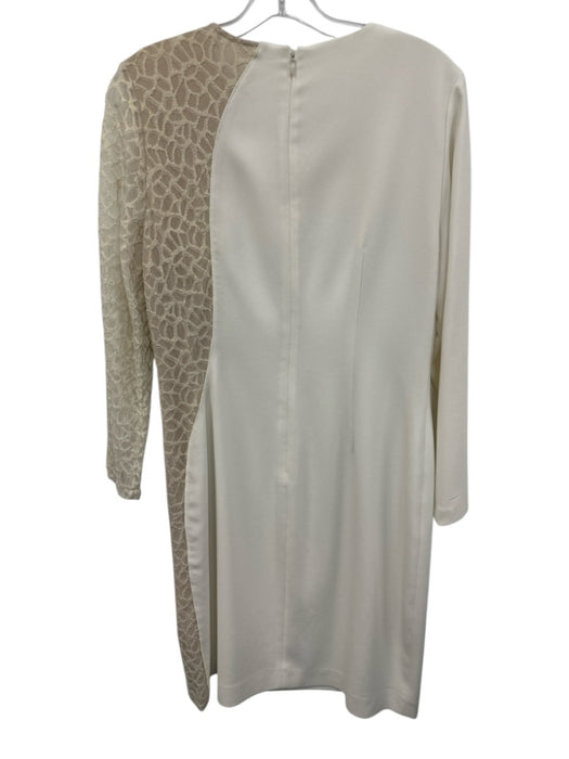Elie Tahari Size 10 White, Gold, Beige Triacetate Blend Long Sleeve Dress White, Gold, Beige / 10