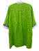 Vilagallo Size 40 Lime Green & Navy Linen 3/4 Sleeve Embroidered Pockets Dress Lime Green & Navy / 40