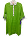 Vilagallo Size 40 Lime Green & Navy Linen 3/4 Sleeve Embroidered Pockets Dress Lime Green & Navy / 40