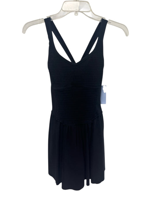 FP Movement Size S Black Polyester & Elastane Criss Cross Smocked Bodice Dress Black / S
