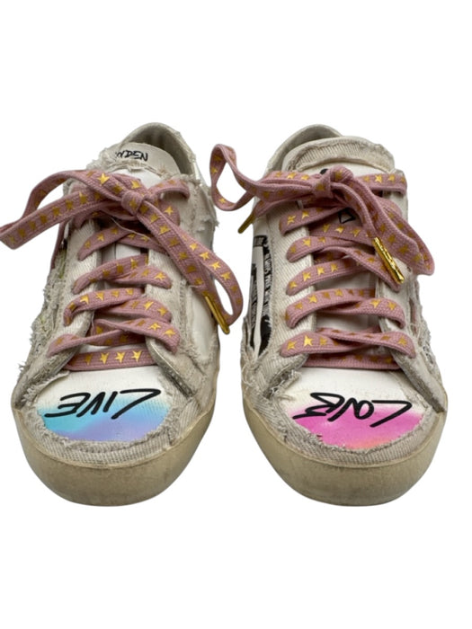 Golden Goose Shoe Size 37 White, Pink, Multi Leather Lace Up Doodle Sneakers White, Pink, Multi / 37