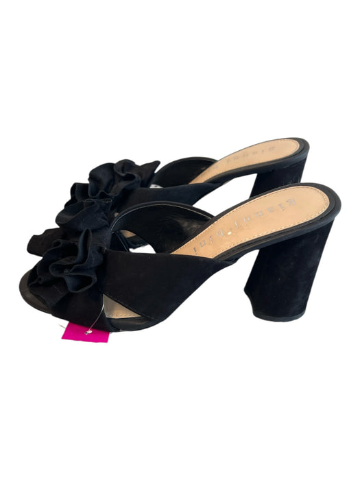 Gianni Bini Shoe Size 7.5 Black Manmade Material Suede Open Toe Bow Detail Shoes Black / 7.5
