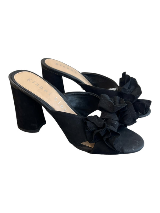 Gianni Bini Shoe Size 7.5 Black Manmade Material Suede Open Toe Bow Detail Shoes Black / 7.5