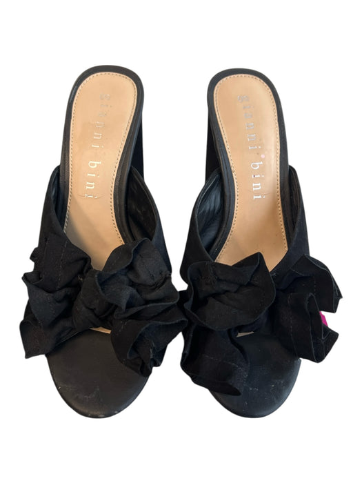 Gianni Bini Shoe Size 7.5 Black Manmade Material Suede Open Toe Bow Detail Shoes Black / 7.5
