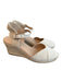 Alex Marie Shoe Size 8 Beige Canvas Almond Toe Ankle Strap Wedge Shoes Beige / 8