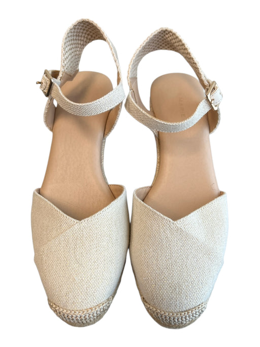 Alex Marie Shoe Size 8 Beige Canvas Almond Toe Ankle Strap Wedge Shoes Beige / 8