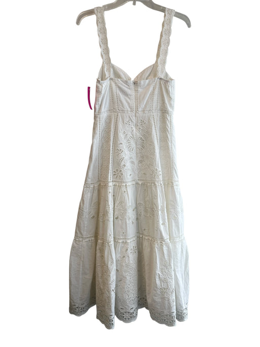 Farm Rio Size XS White Cotton Sleeveless Floral Cutout backing Lined Dress White / XS