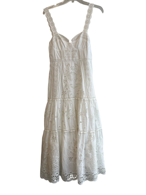 Farm Rio Size XS White Cotton Sleeveless Floral Cutout backing Lined Dress White / XS