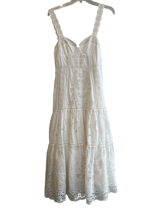Farm Rio Size XS White Cotton Sleeveless Floral Cutout backing Lined Dress White / XS